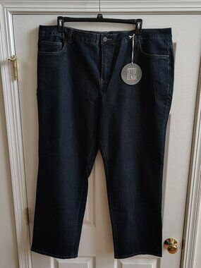 AVENUE STRAIGHT LEG DARK BLUE DENIM JEANS SIZE 24 AVG - NEW WITH TAGS